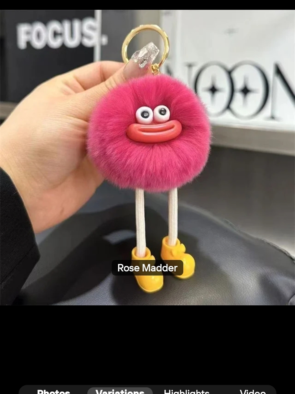 Fuzzy Pink Pom-Pom Keychain with Playful Face And Legs NWOT